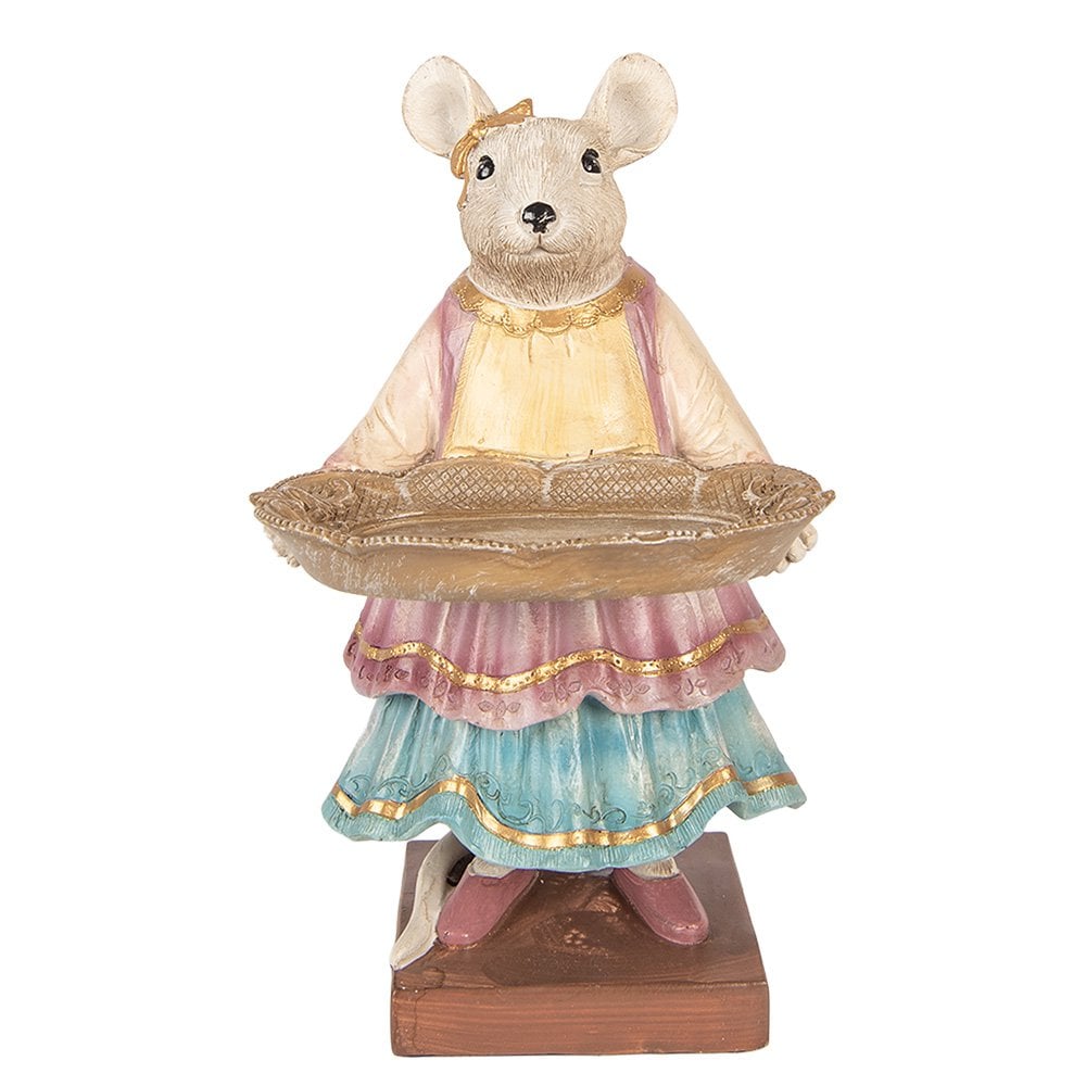 Decoratie Beeld Muis 17x15x26 cm Beige Kunststof