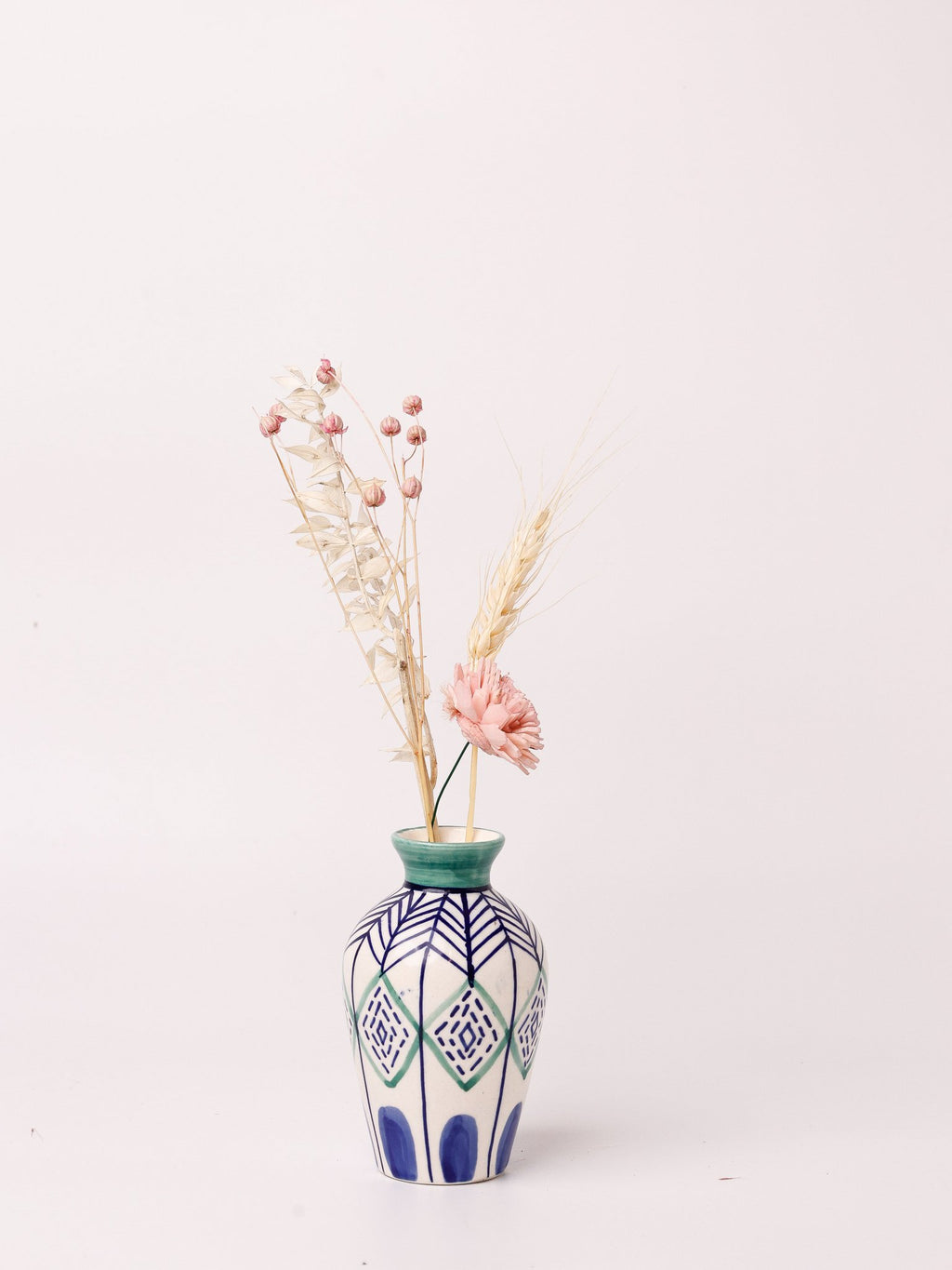 Handgeschilderde keramische vaas - Set van 3, 10 cm hoog