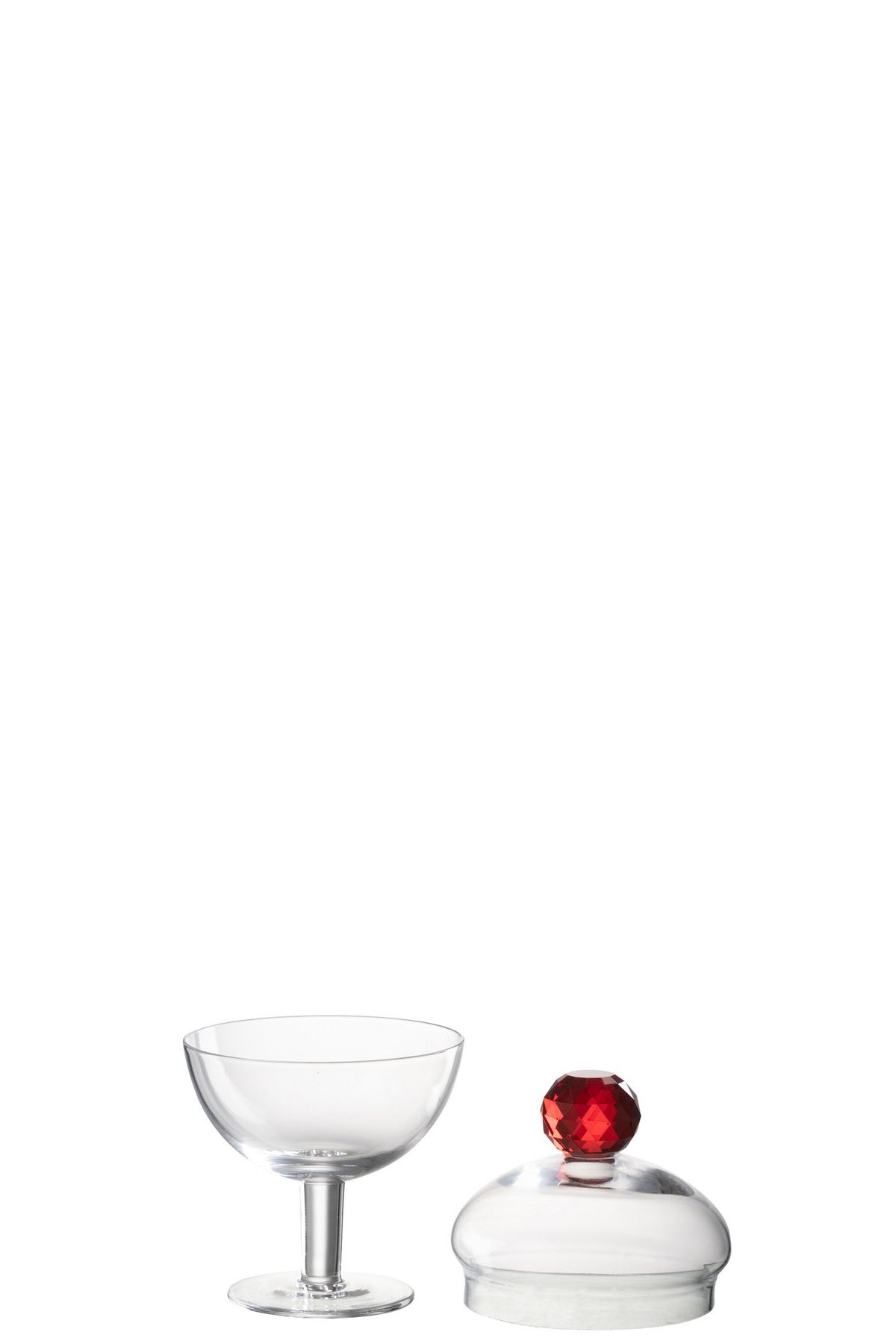 J-Line voorraadpot Diamant - kristalglas - rood/transparant - small