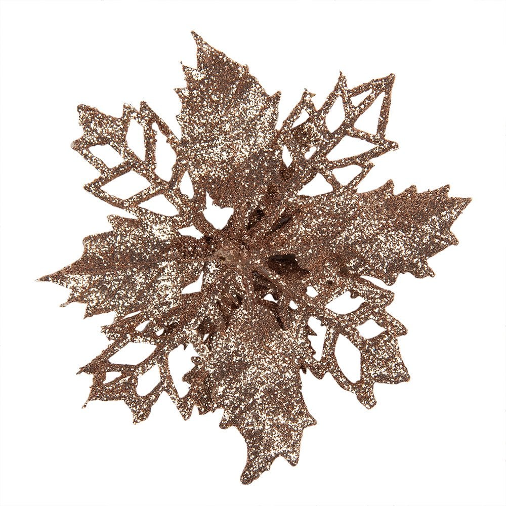 Kunstbloem Kerstster Ø 9x2 cm Koperkleurig Kunststof
