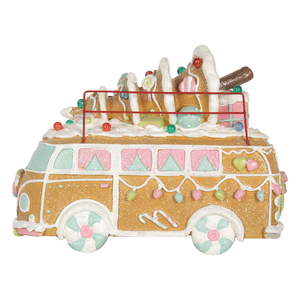 Gingerbread house met LED Bus LED 2xAAA Bruin Metaal
