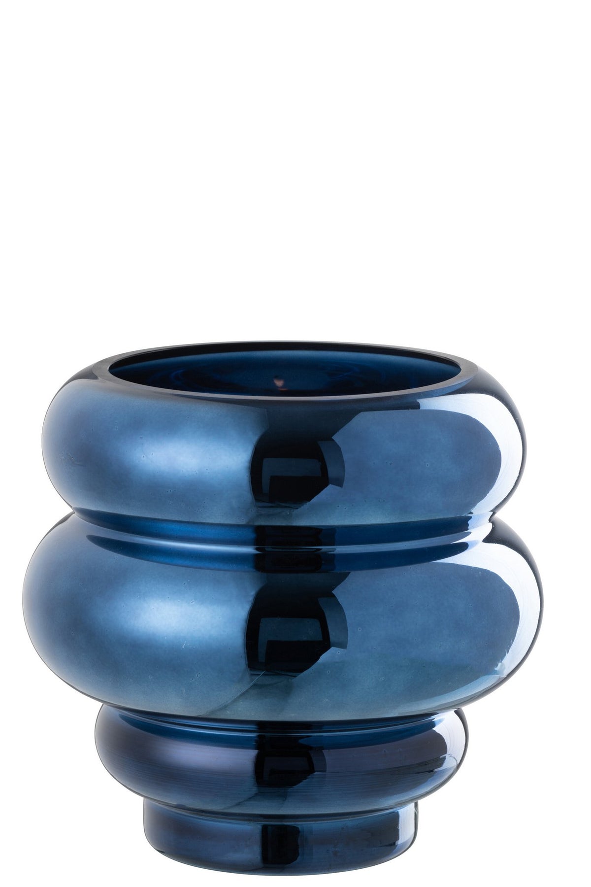 J-Line theelichthouder/vaas Cléa - glas - blauw - Ø 20 cm