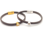 Shorty leren armband donker taupe