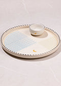 Handgemaakt keramisch dienblad - hoge rand, gestreept, vierkant 26,5 cm