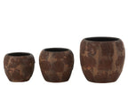 J-Line bloempot Round Terra - keramiek - bruin - large - Ø 24 cm