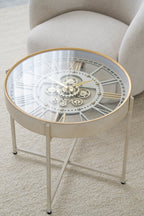 J-Line Salontafel met klok - ijzer - wit/goud