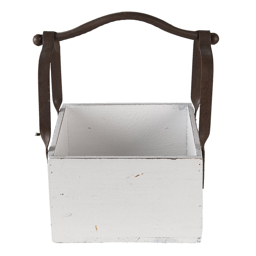 Mand 24x19x28 cm Wit Hout Bakje
