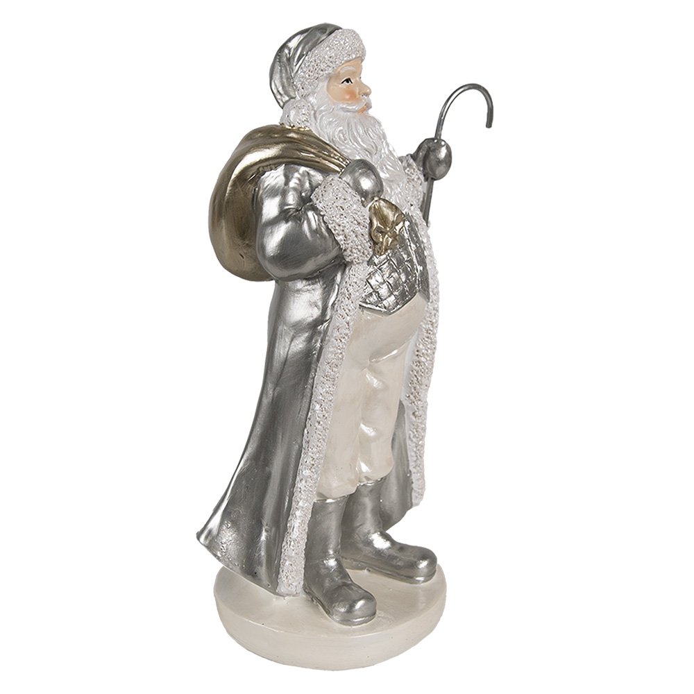 Kerstdecoratie Beeld Kerstman 20 cm Zilverkleurig Kunststof