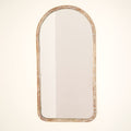 Halfronde wandspiegel in antiek wit mangohouten frame