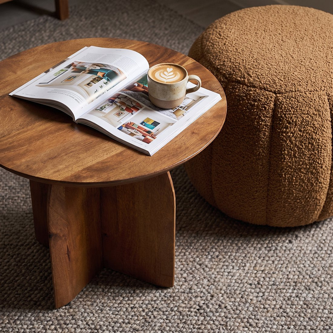 Bullnose bijzettafel mangohout Ø55 cm
