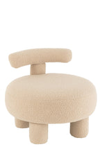 J-Line Kruk Rond Met Rugleuning Bouclé Warm Beige