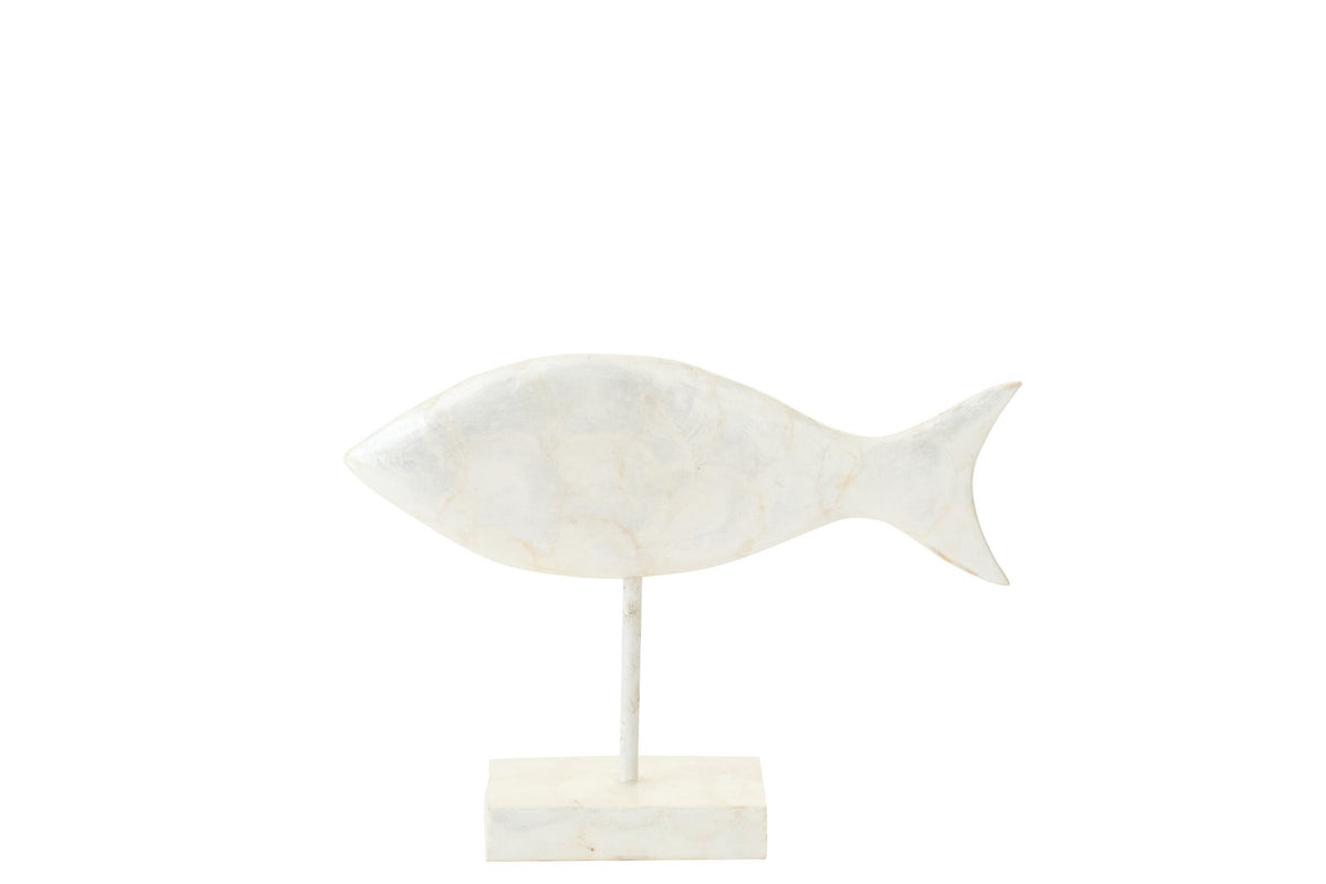 J-Line decoratie Vis - polyresin - albasiahout/wit - S