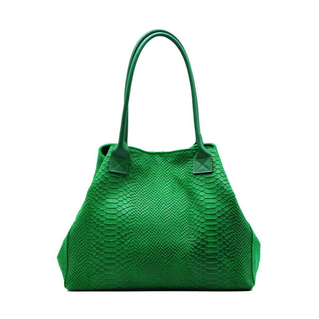 Lola – Italiaanse leren tas met python-reliëf – Groen