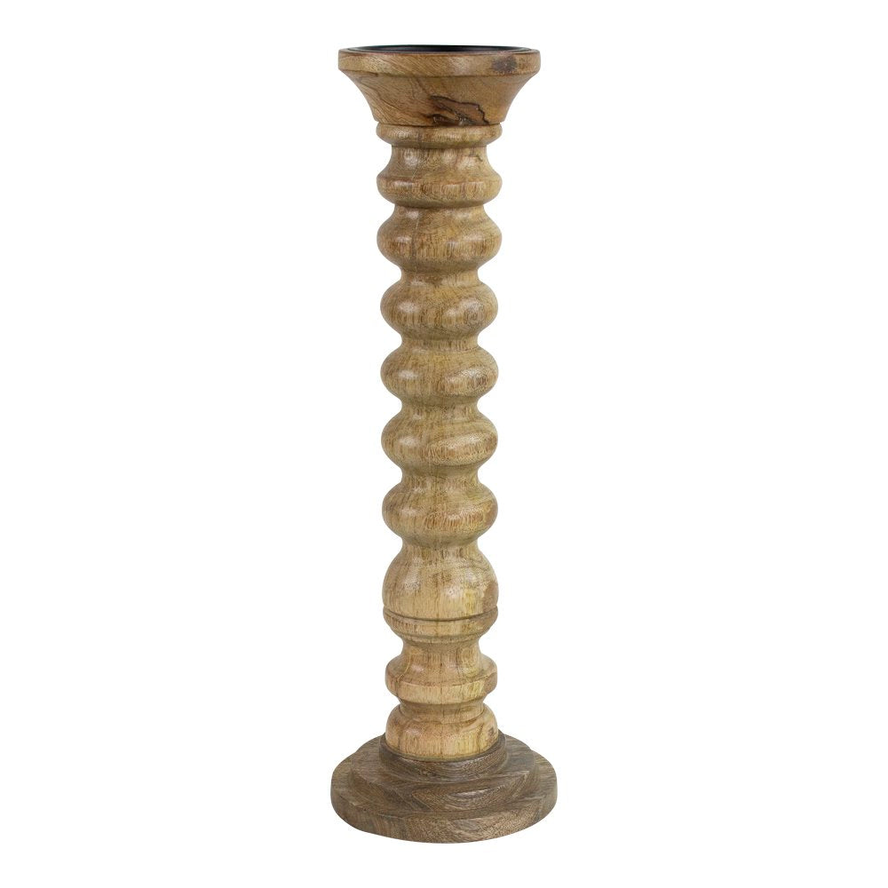 Kandelaar mango hout ribbel h40 dia 12,5cm