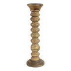 Kandelaar mango hout ribbel h40 dia 12,5cm