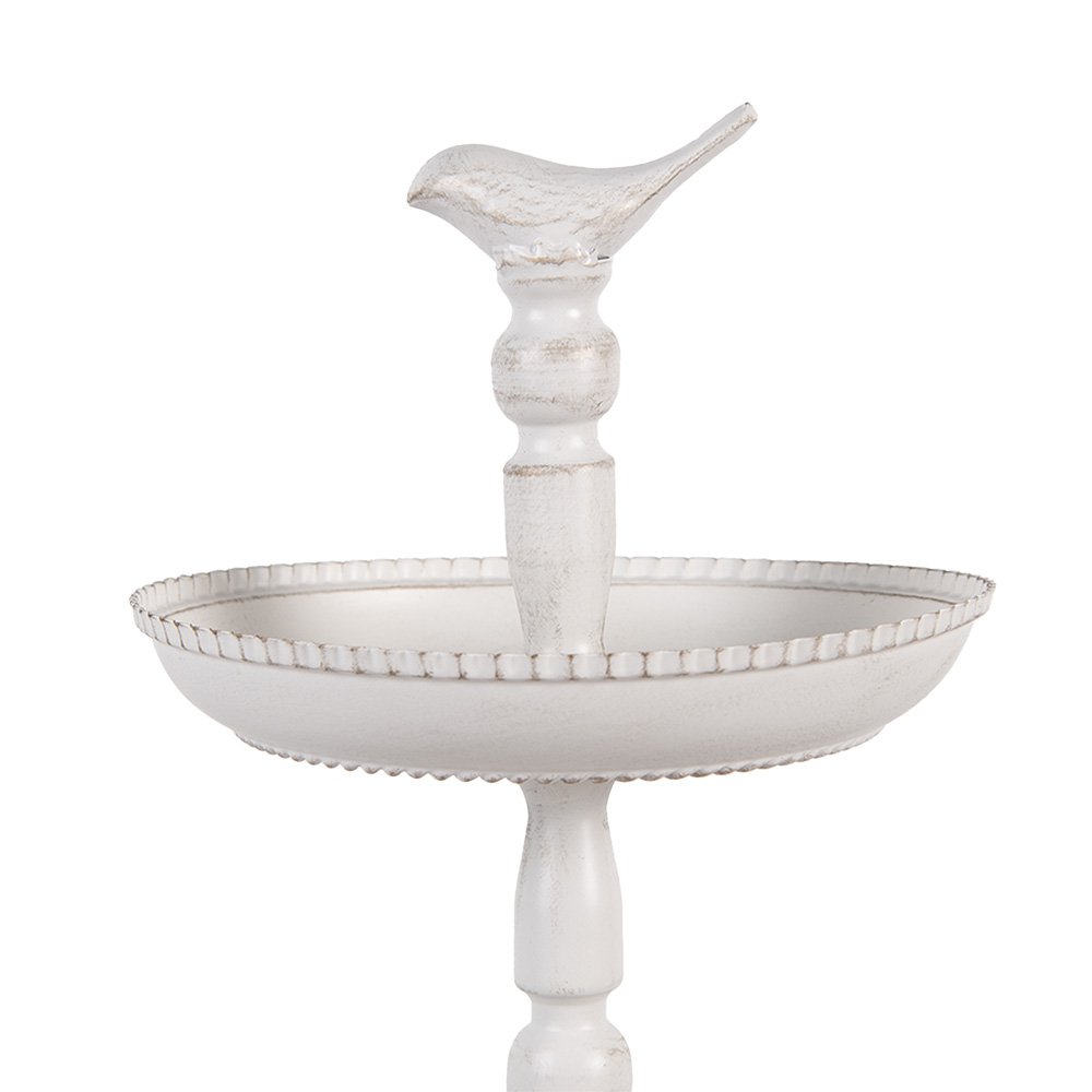 Etagère 2 laags Ø 27x41 cm Wit Metaal Vogel
