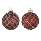 Kerstbal Set van 2 Ø 8 cm Rood Glas Kerstdecoratie