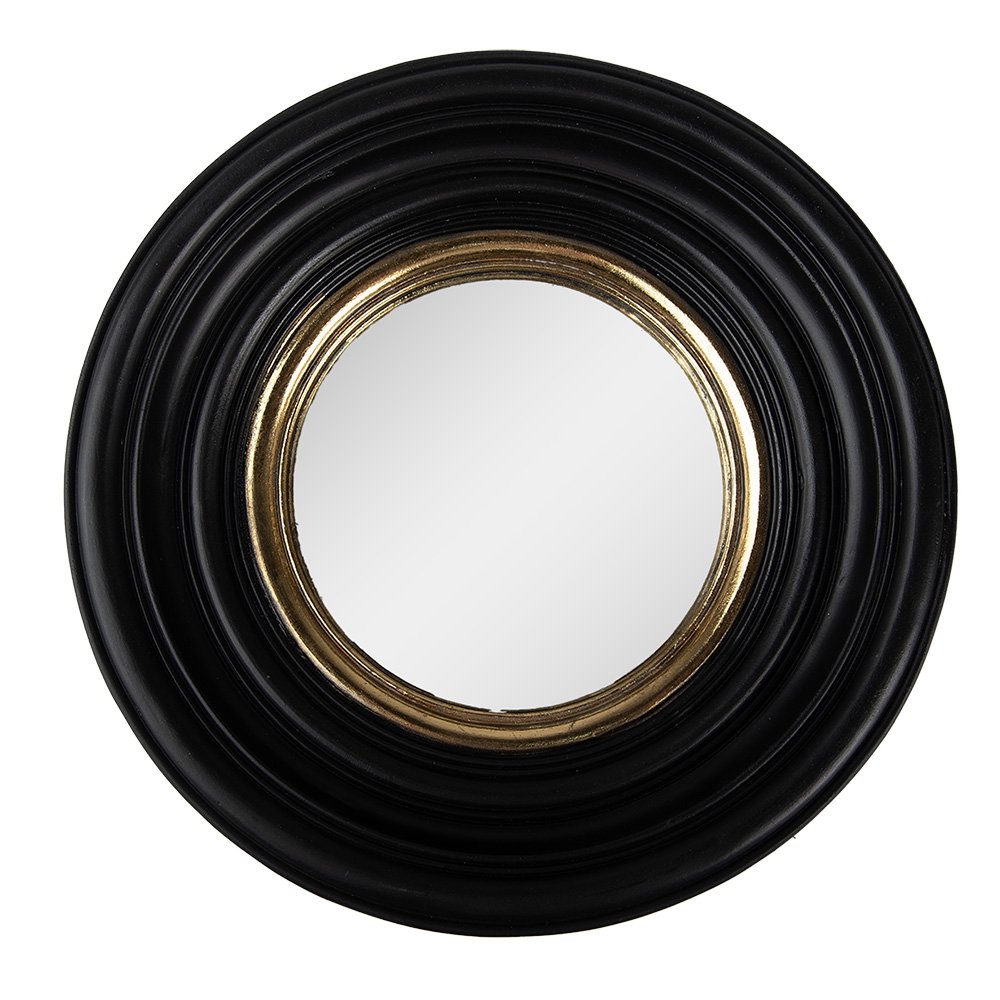 Spiegel Ø 25 cm Zwarte polyresin wandspiegel