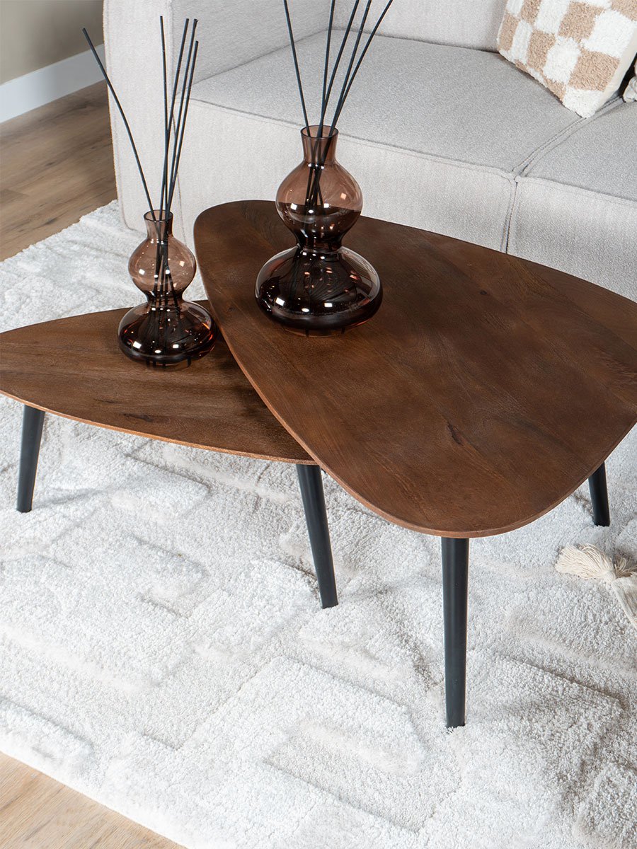 Salontafel Jamal - Espresso Mangohout - Set van 2