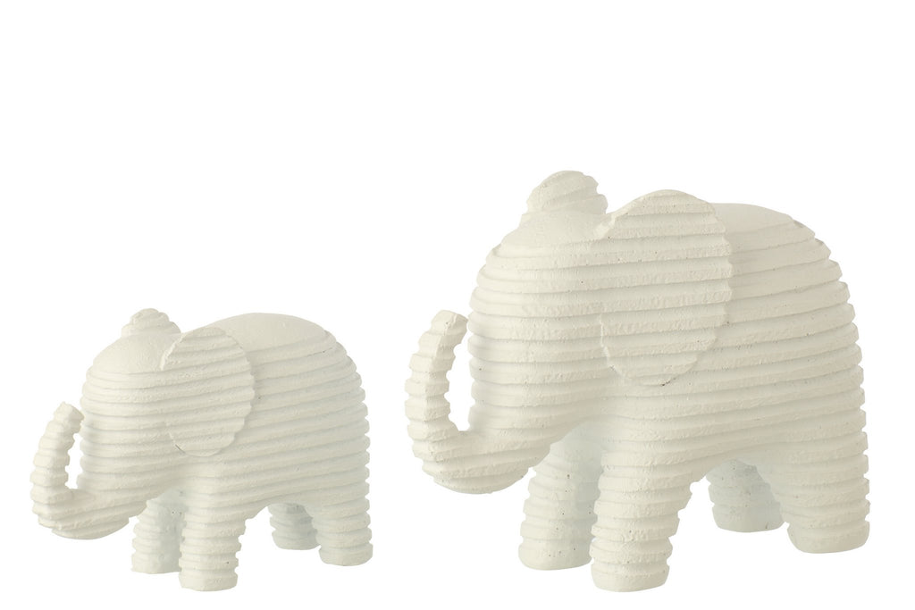 J-Line decoratie Olifant Gestreept - polyresin - wit - L