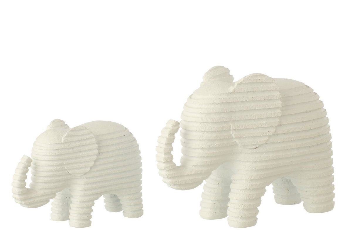 J-Line decoratie Olifant Gestreept - polyresin - wit - L