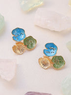 Vergulde Oorknopjes – Blauw Eigentijds Design – 2,5 cm