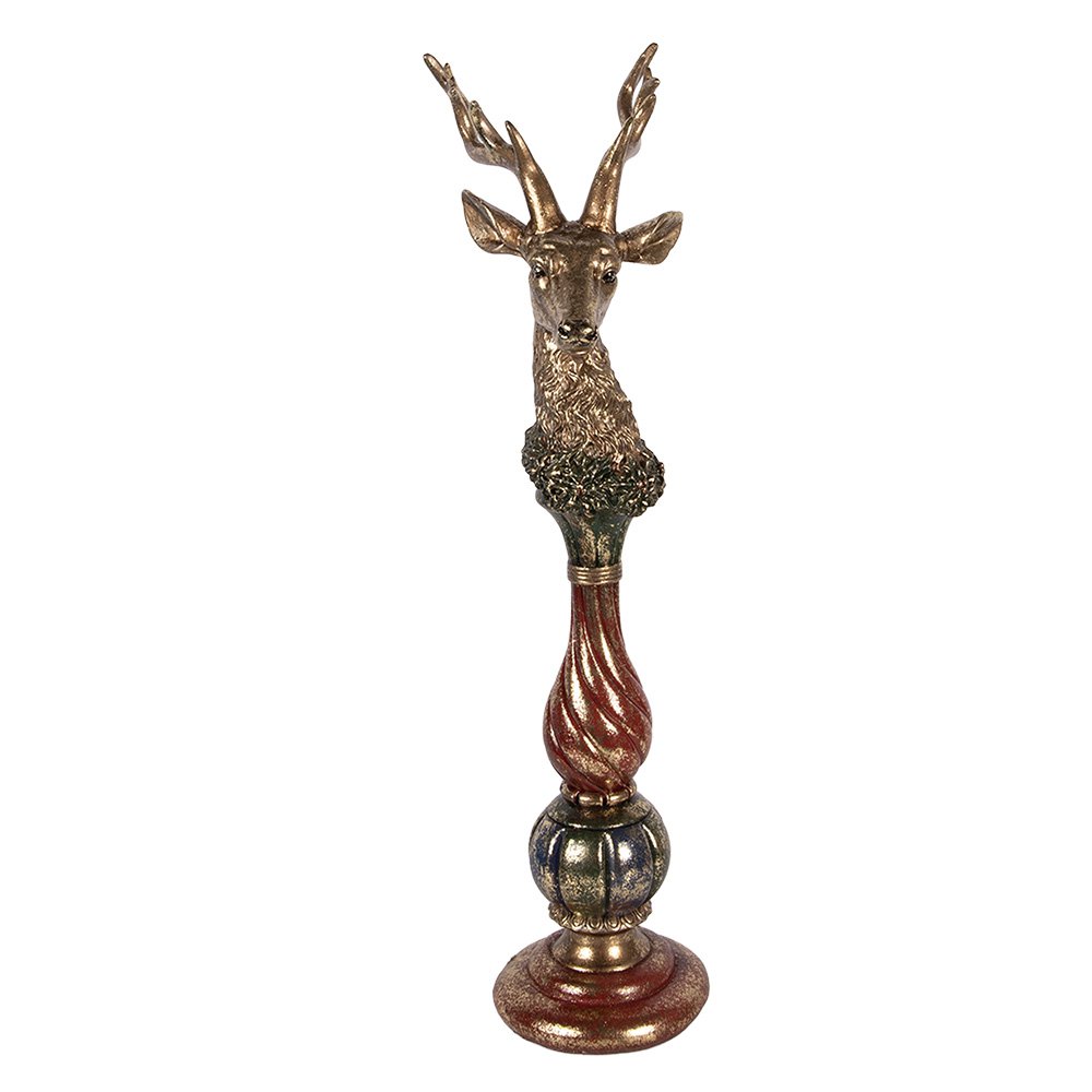 Decoratie Beeld Hert 14x17x49 cm Goudkleurig Kunststof
