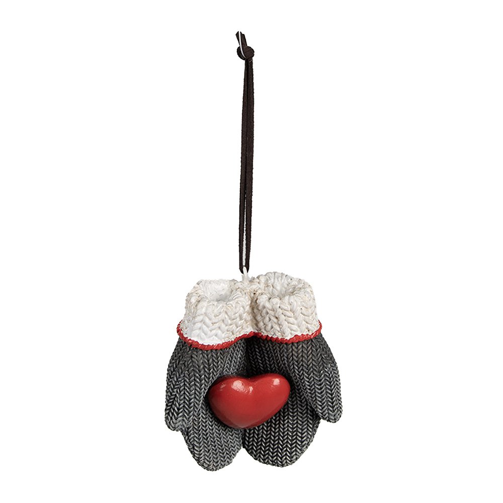 Kersthanger Wanten 8x5x9 cm Grijs Polyresin Kerstboomversiering