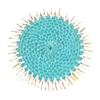 Rotan onderzetter met kauri schelpen