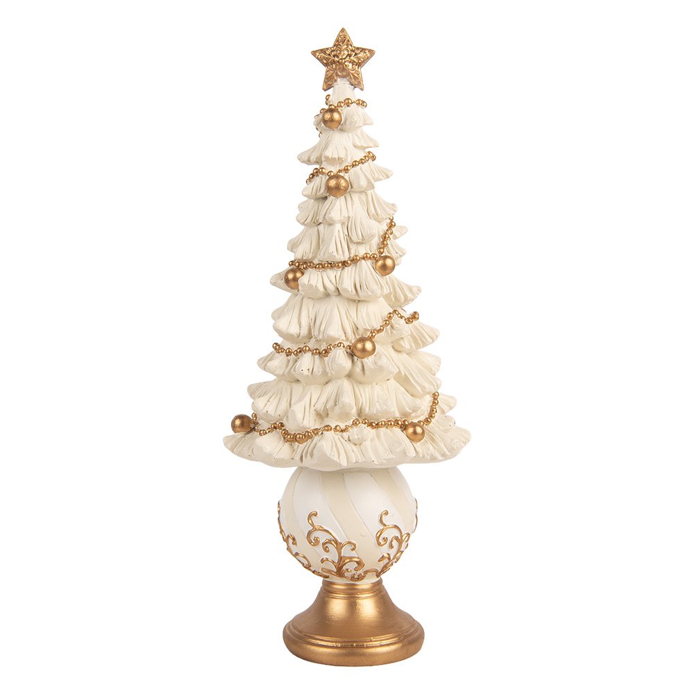 Kerstdecoratie Beeld Kerstboom Ø 13x32 cm Wit Kunststof