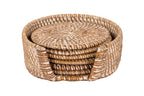 Glazen achtbaan rattan - set/6 - dia 10 cm