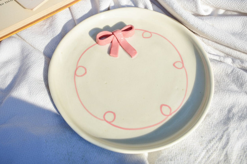 Serveerbord | Keramische 3D-boog | Set van 2, roze, 19 cm