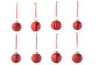 J-Line kerstbal 8 Patronen - glas - rood - doos van 40