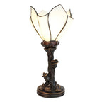 Tiffany Tafellamp 32 cm Wit Bruin Glas Tiffany Bureaulamp