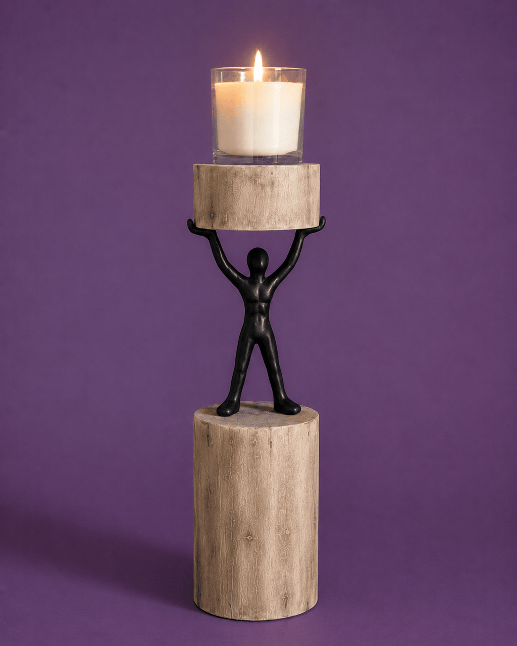 Kaarshouder | Mangohouten zuil | Groot, 12x10x5cm