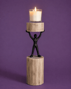 Kaarshouder | Mangohouten zuil | Groot, 12x10x5cm
