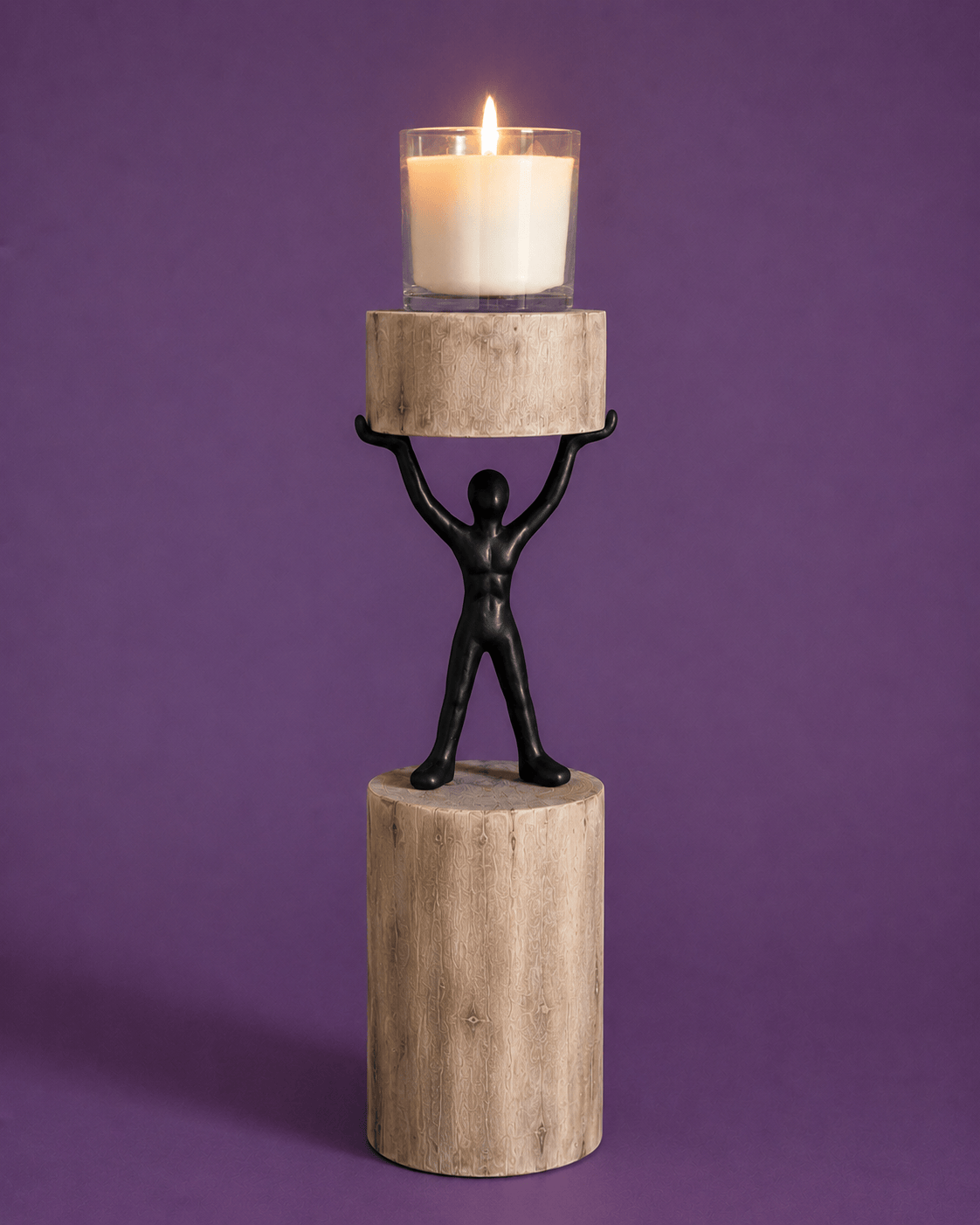 Kaarshouder | Mangohouten zuil | Groot, 12x10x5cm