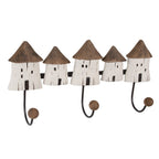 WandkapStok 38x8x19 cm Wit Bruin Hout Huizen