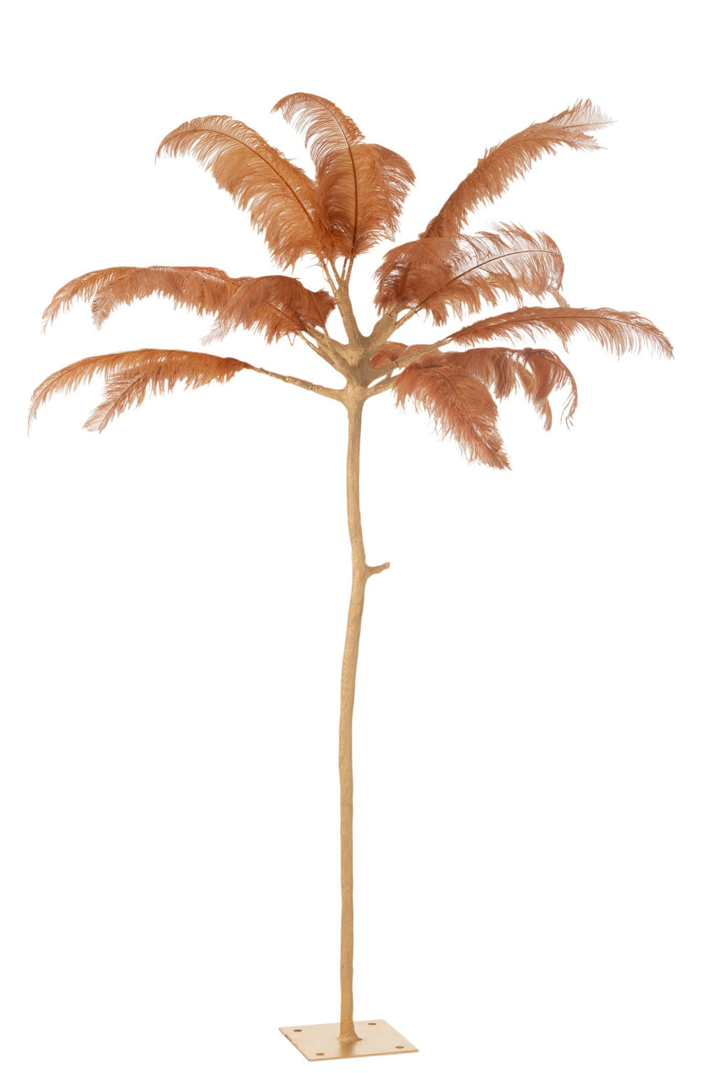 J-Line decoratie Boom pluimen - metaal - goud/oker - large