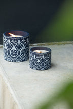 J-Line kaars - Citronella - keramiek - blauw/wit - large