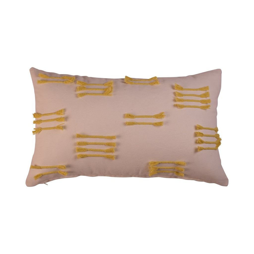 Ongelijk Ruffle kussen gebroken wit geel 30x50cm