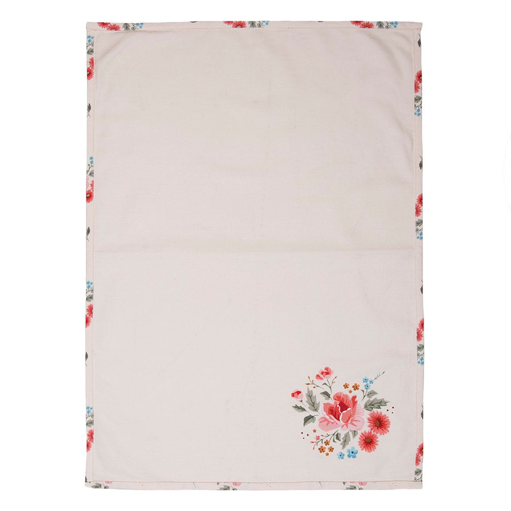 Theedoek 50x70 cm Beige Katoen Rozen Keukenhanddoek