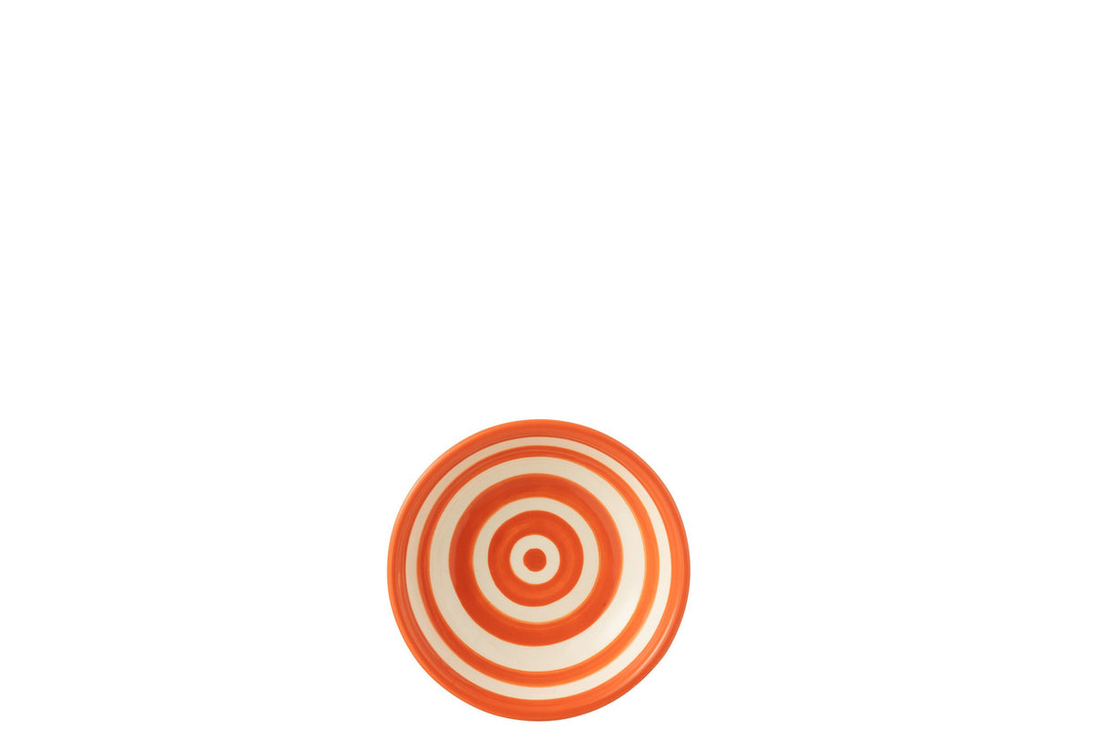 J-Line kom Granada Stripes Low - keramiek - wit/oranje - small