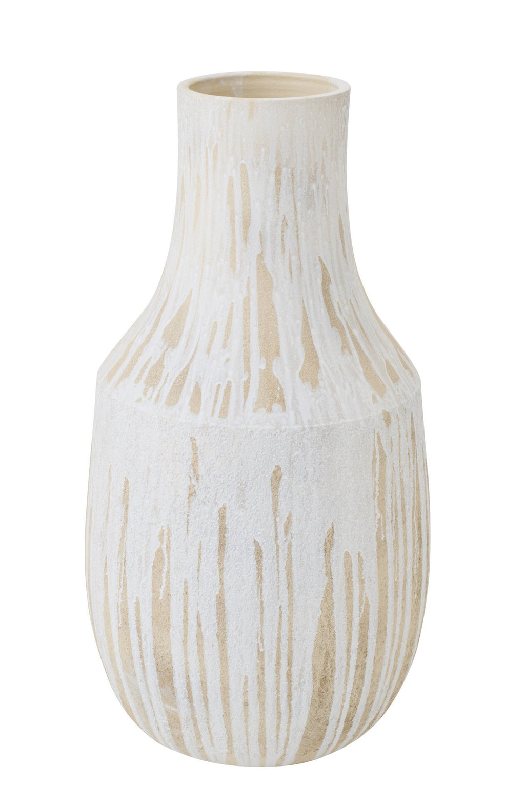 J-Line vaas - keramiek - lichtbeige/wit - L