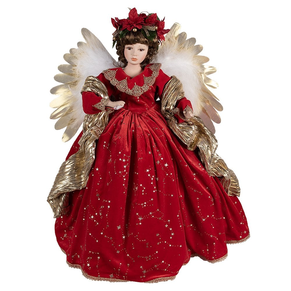 Kerstdecoratie Beld Engel 65 cm Rood Kunststof