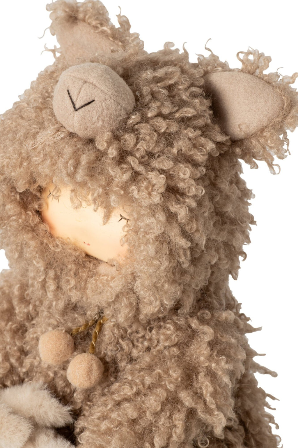 J-Line Kind met schaap - polyester - bruin