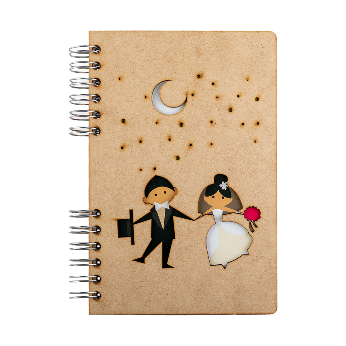 Duurzaam Houten Notitieboek – Komoni – Wedding – Gerecycled papier – Navulbaar