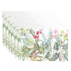 Placemats Set van 6 48x33 cm Wit Groen Katoen Jungle Botanics Tafelmat