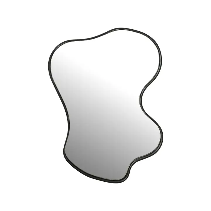 Freeform Wave zwarte wandspiegel – modern decoratief accent