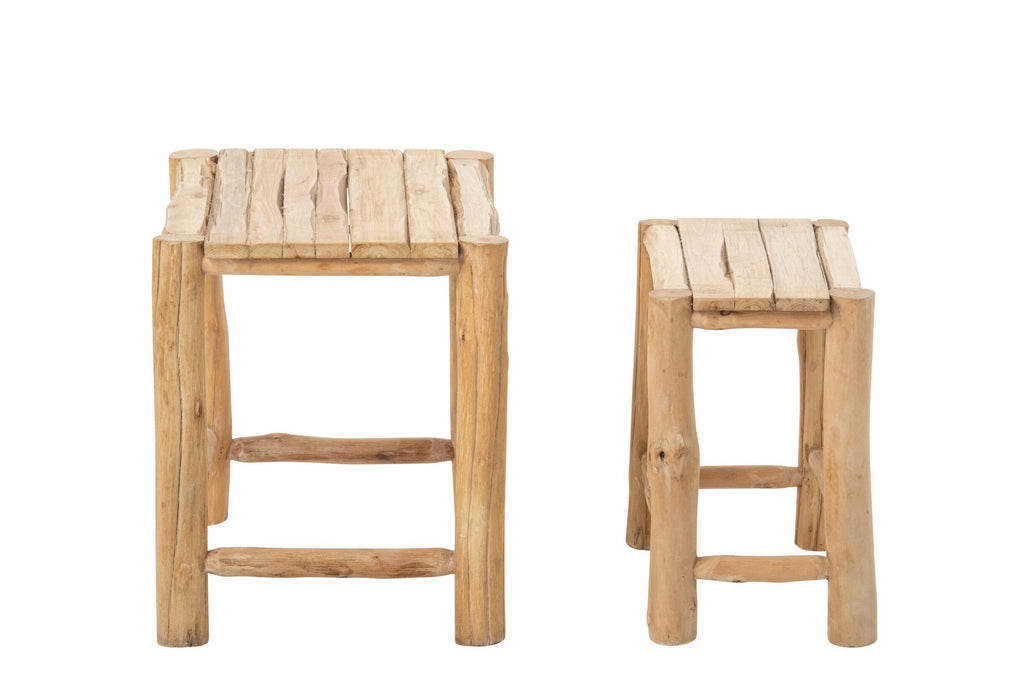 J-Line Sokkels Chamonix - dennenhout - naturel - set van 2